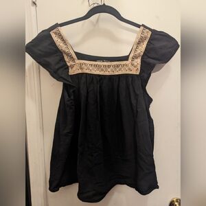 Black cotton with lace top XL